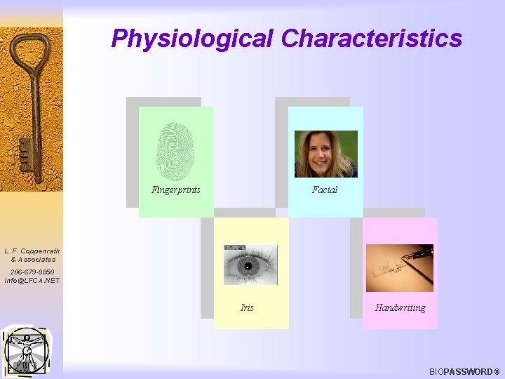 Physiological Characteristics Fingerprints Facial L. F. Coppenrath & Associates 206 -679 -8850 Info@LFCA. NET