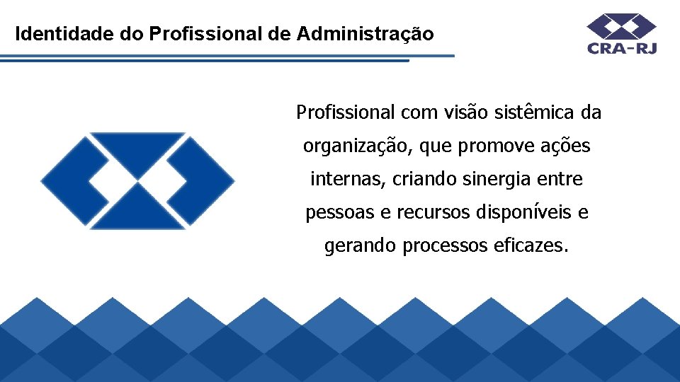 Identidade do Profissional de Administração Profissional com visão sistêmica da organização, que promove ações