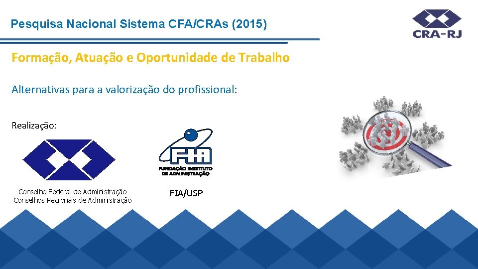 Pesquisa Nacional Sistema CFA/CRAs (2015) Formação, Atuação e Oportunidade de Trabalho Alternativas para a