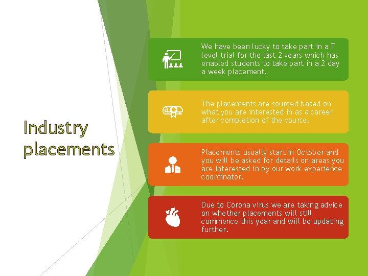 We have been lucky to take part in a T level trial for the