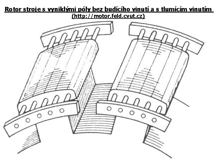 Rotor stroje s vyniklými póly bez budícího vinutí a s tlumícím vinutím (http: //motor.