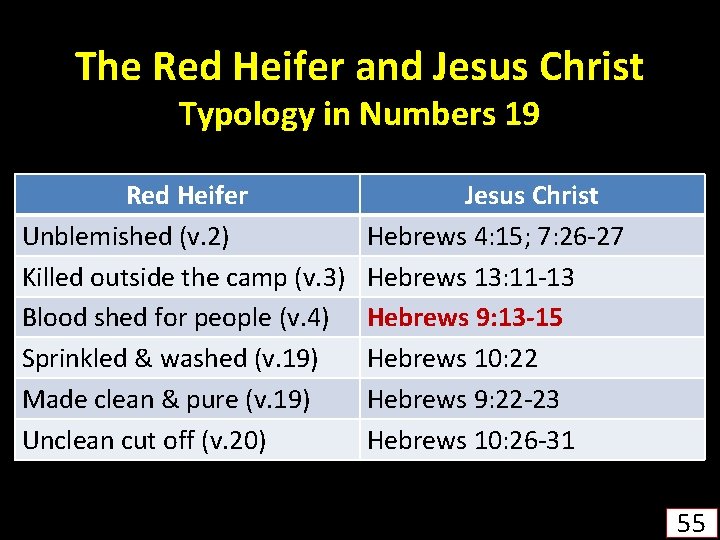 The Red Heifer and Jesus Christ Typology in Numbers 19 Red Heifer Unblemished (v.