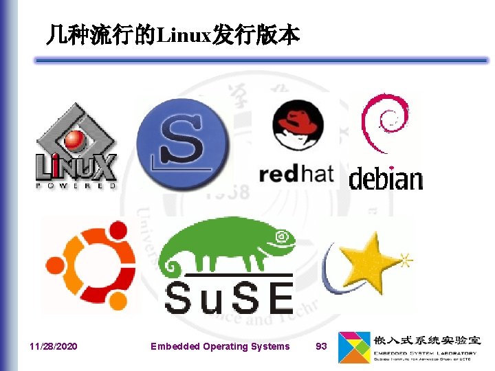 几种流行的Linux发行版本 11/28/2020 Embedded Operating Systems 93 