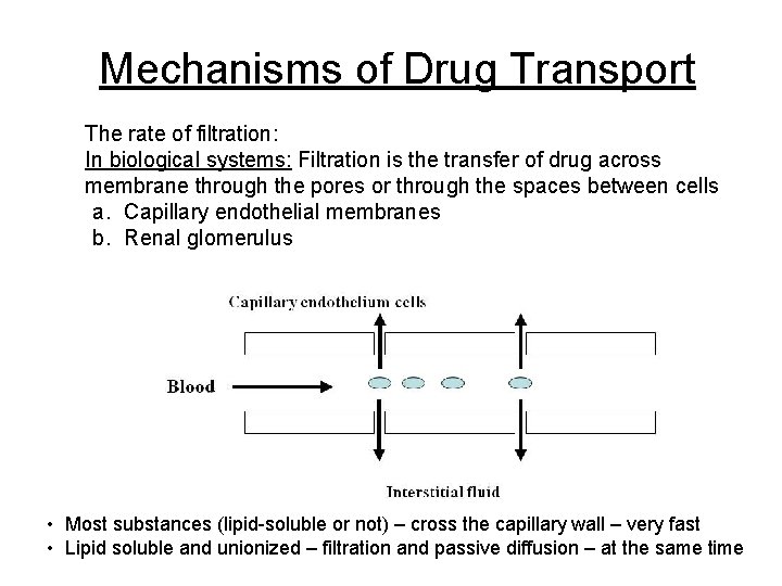 Mechanisms of Drug Transport The rate of filtration: In biological systems: Filtration is the