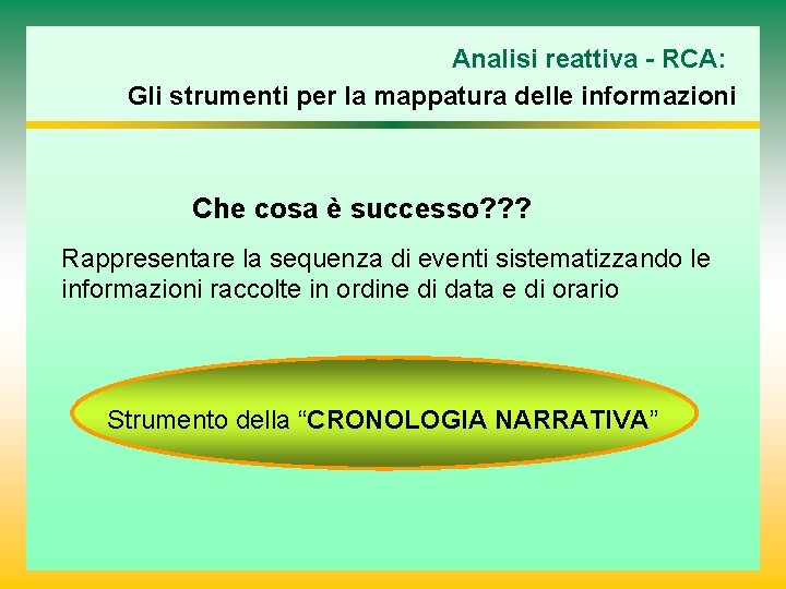 Analisi reattiva - RCA: Gli strumenti per la mappatura delle informazioni Che cosa è