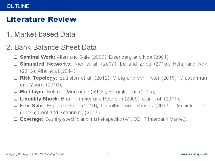 Rubric OUTLINE Literature Review 1. Market-based Data 2. Bank-Balance Sheet Data q Seminal Work: