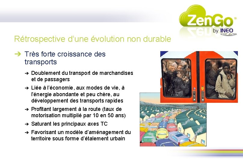 Rétrospective d’une évolution non durable ➔ Très forte croissance des transports ➔ Doublement du