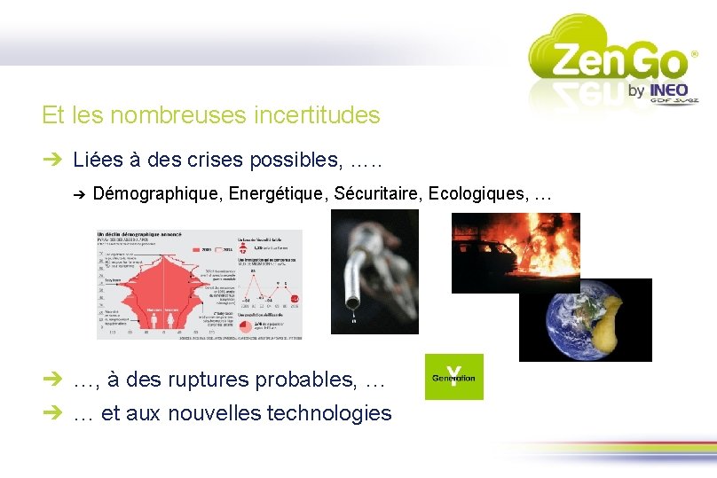 Et les nombreuses incertitudes ➔ Liées à des crises possibles, …. . ➔ Démographique,