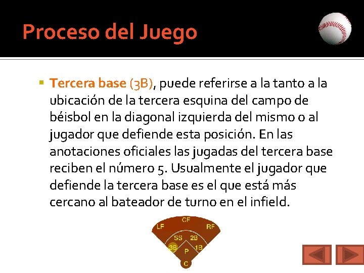 Proceso del Juego Tercera base (3 B), puede referirse a la tanto a la