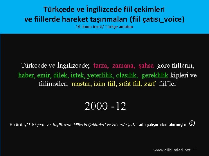 Türkçede ve İngilizcede fiil çekimleri ve fiillerde hareket taşınmaları (fiil çatısı_voice) 10. konu özeti/