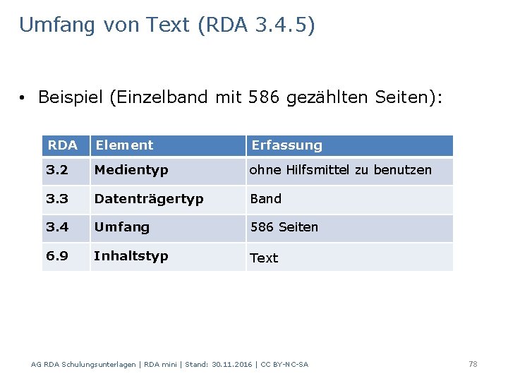 Umfang von Text (RDA 3. 4. 5) • Beispiel (Einzelband mit 586 gezählten Seiten):