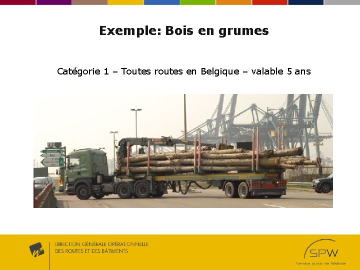 Exemple: Bois en grumes Catégorie 1 – Toutes routes en Belgique – valable 5