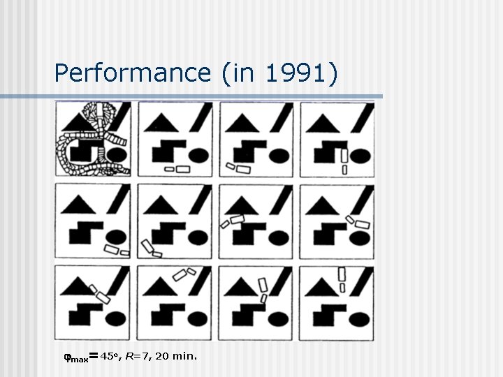 Performance (in 1991) jmax=45 o, R=7, 20 min. 