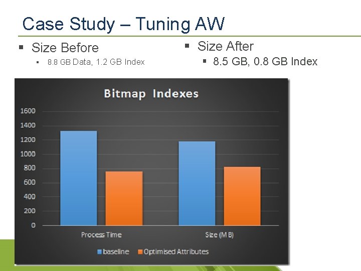 Case Study – Tuning AW § Size Before § 8. 8 GB Data, 1.