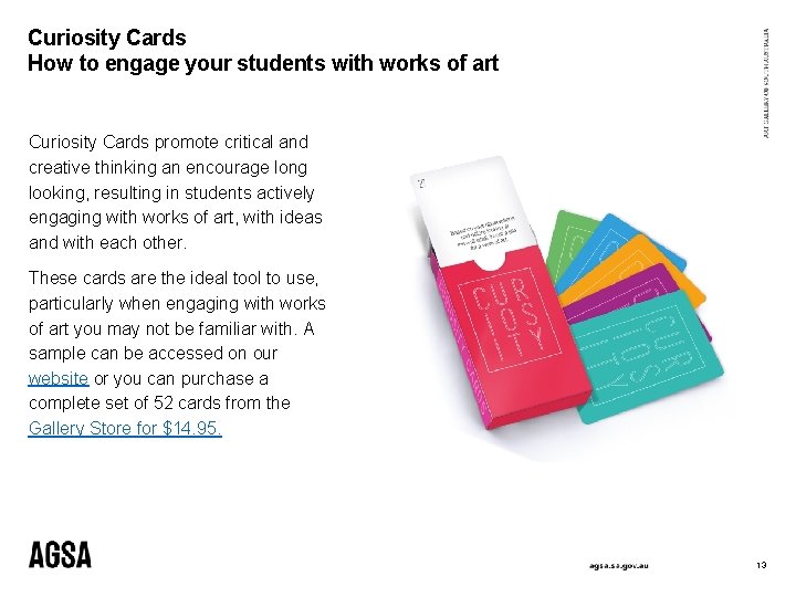 Curiosity Cards How to engage your students with works of art Curiosity Cards promote