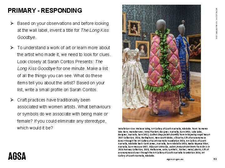 PRIMARY - RESPONDING Ø Based on your observations and before looking at the wall