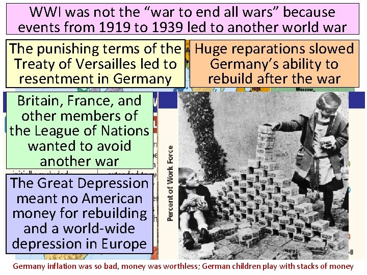 WWI was not the “war to end all wars” because events from 1919 to