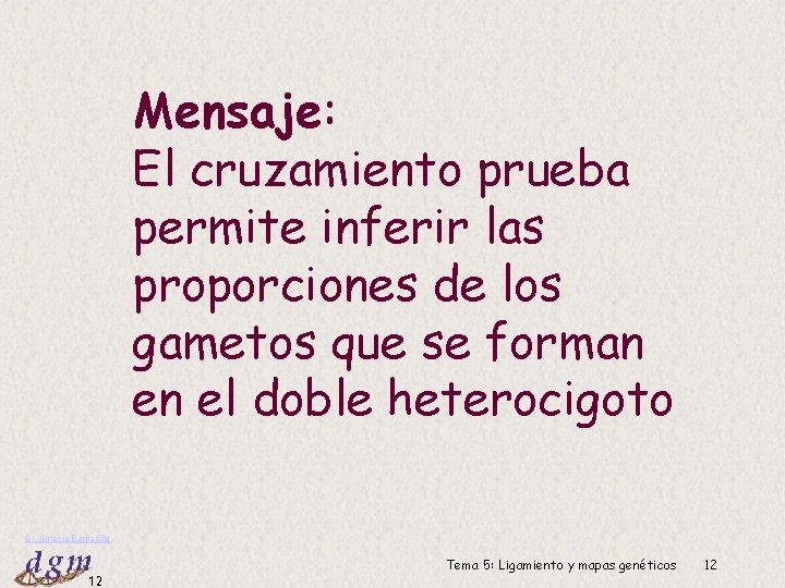 Mensaje: El cruzamiento prueba permite inferir las proporciones de los gametos que se forman