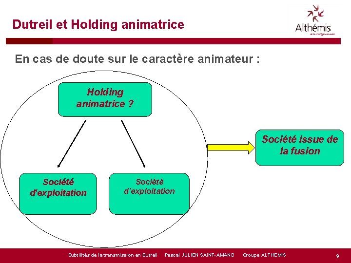 Dutreil et Holding animatrice En cas de doute sur le caractère animateur : Holding