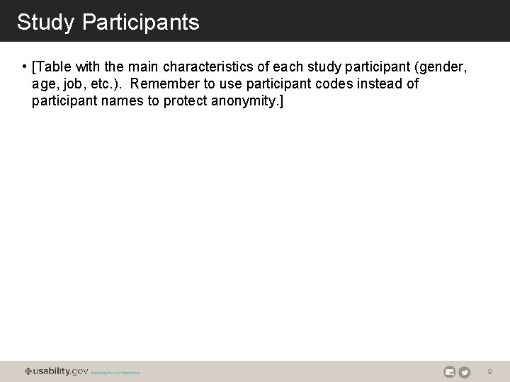 Study Participants • [Table with the main characteristics of each study participant (gender, age,