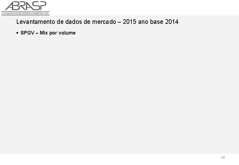 Levantamento de dados de mercado – 2015 ano base 2014 § SPGV – Mix