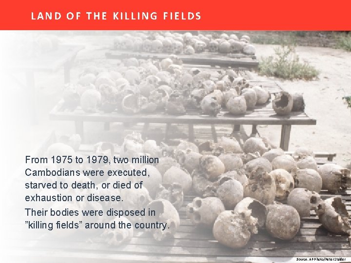 LAND OF THE KILLING FIELDS From 1975 to 1979, two million Cambodians were executed,