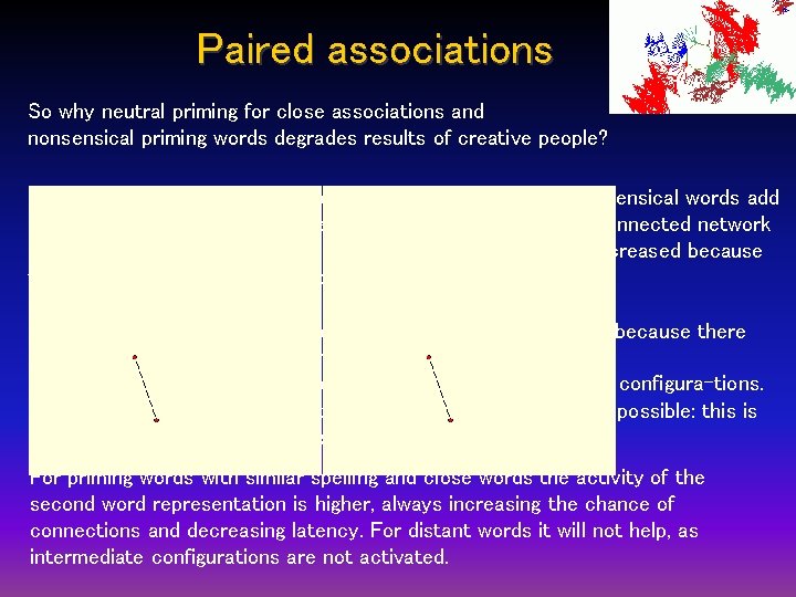 Paired associations So why neutral priming for close associations and nonsensical priming words degrades