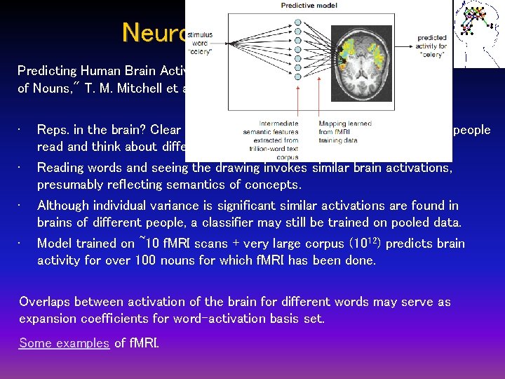Neuroimaging words Predicting Human Brain Activity Associated with the Meanings of Nouns, " T.