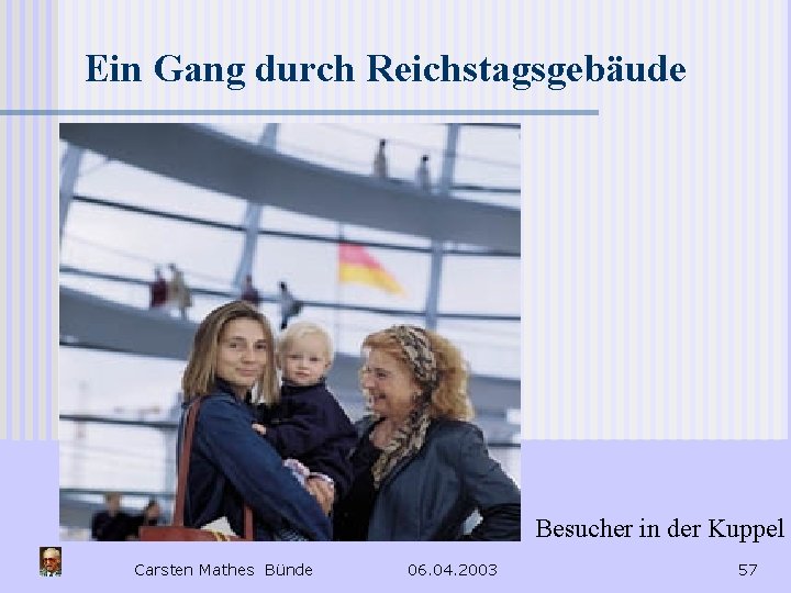 Ein Gang durch Reichstagsgebäude Besucher in der Kuppel Carsten Mathes Bünde 06. 04. 2003