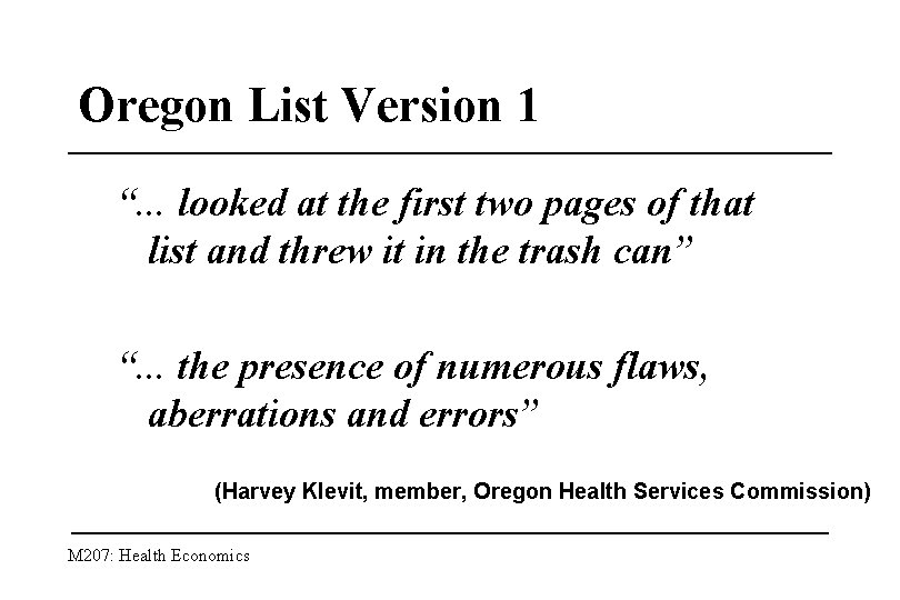 Oregon List Version 1 “. . . looked at the first two pages of