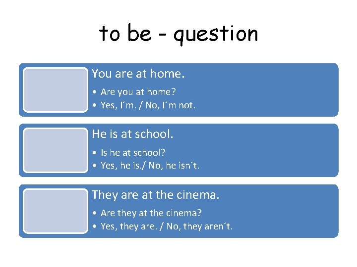 to be - question You are at home. • Are you at home? •