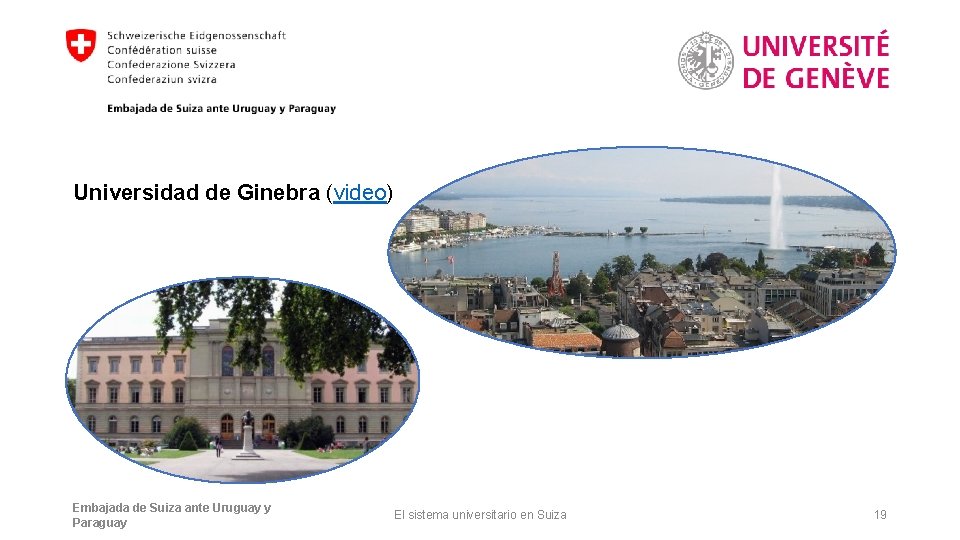 Universidad de Ginebra (video) Embajada de Suiza ante Uruguay y Paraguay El sistema universitario