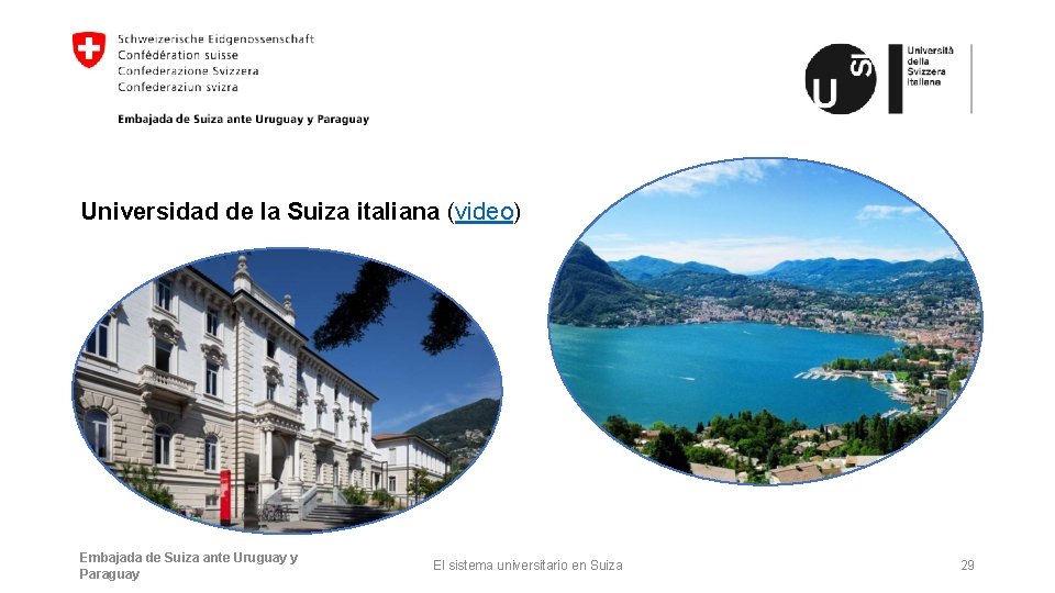 Universidad de la Suiza italiana (video) Embajada de Suiza ante Uruguay y Paraguay El