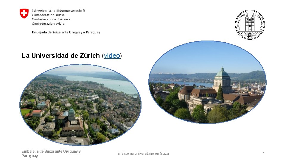 La Universidad de Zúrich (video) Embajada de Suiza ante Uruguay y Paraguay El sistema