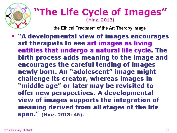 “The Life Cycle of Images” (Hinz, 2013) the Ethical Treatment of the Art Therapy