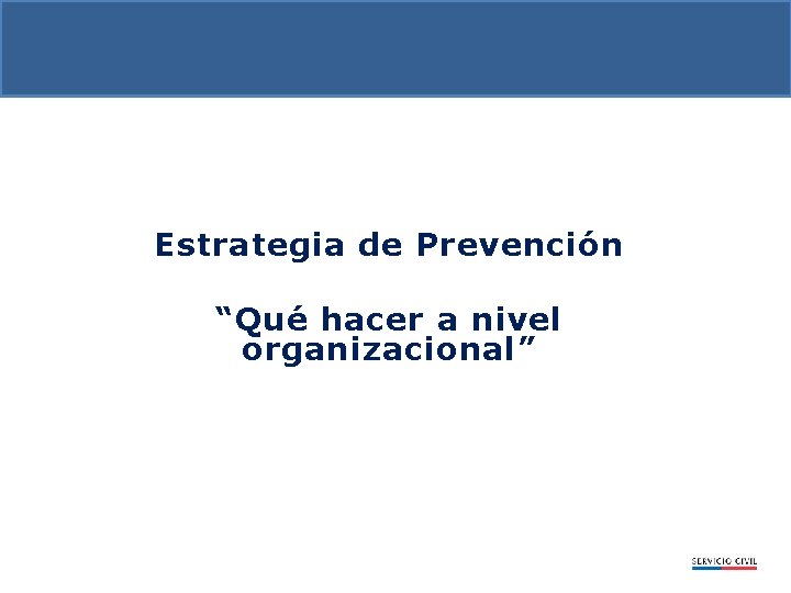 Estrategia de Prevención “Qué hacer a nivel organizacional” 