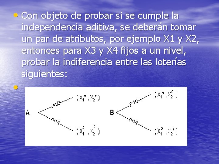  • Con objeto de probar si se cumple la independencia aditiva, se deberán