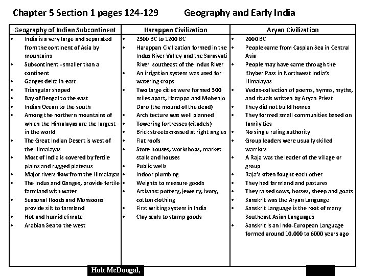Chapter 5 Section 1 pages 124 -129 Geography of Indian Subcontinent India is a