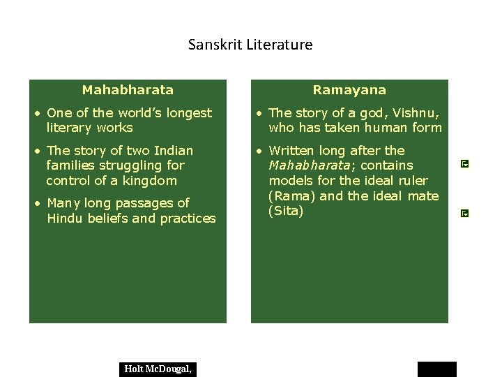 Sanskrit Literature Mahabharata Ramayana • One of the world’s longest literary works • The