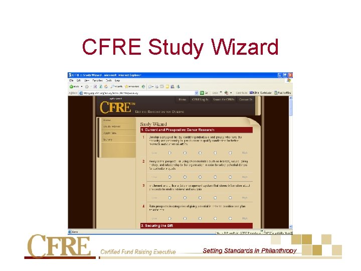 CFRE Study Wizard 