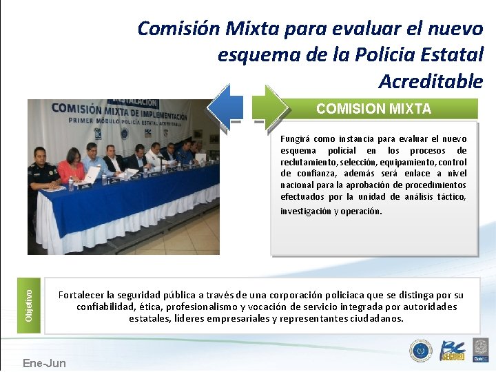 Comisión Mixta para evaluar el nuevo esquema de la Policia Estatal Acreditable COMISION MIXTA
