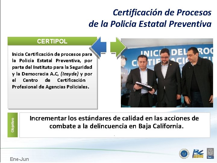 Certificación de Procesos de la Policia Estatal Preventiva CERTIPOL Objetivo Inicia Certificación de procesos