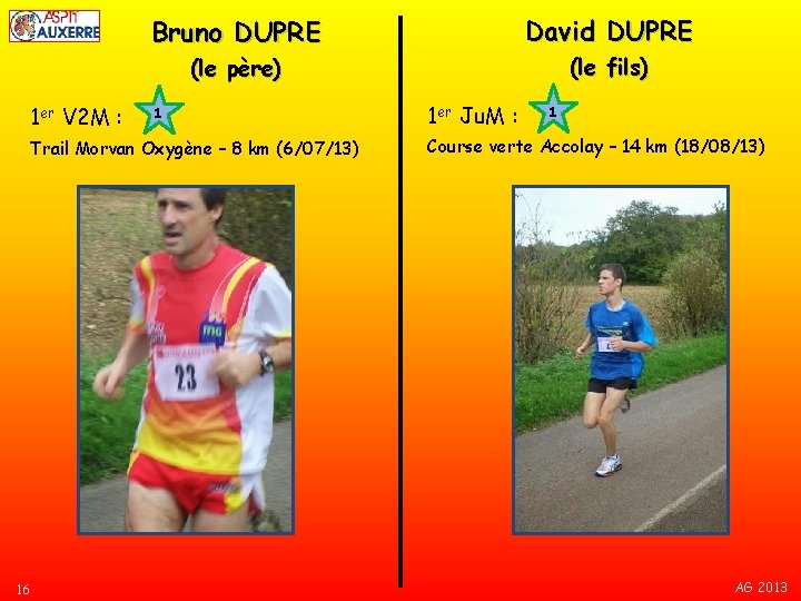 David DUPRE Bruno DUPRE (le fils) (le père) 1 er V 2 M :