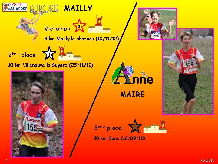MAILLY Victoire : 1 8 km Mailly le château (10/11/12) 2ème place : 1