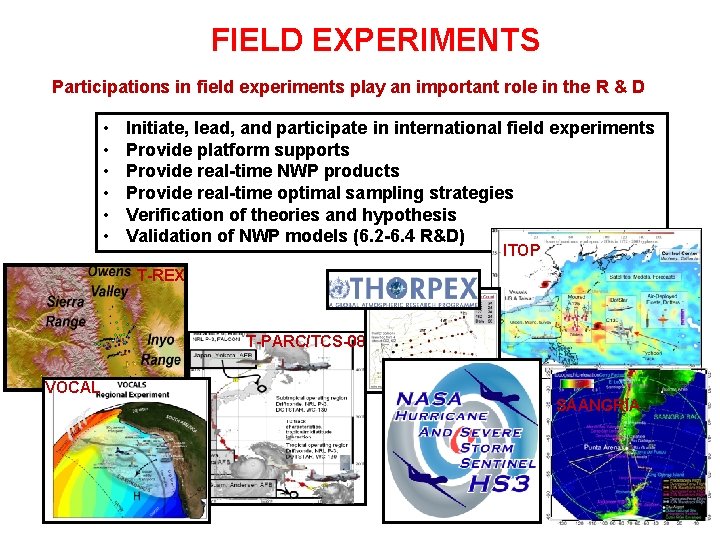 FIELD EXPERIMENTS Participations in field experiments play an important role in the R &