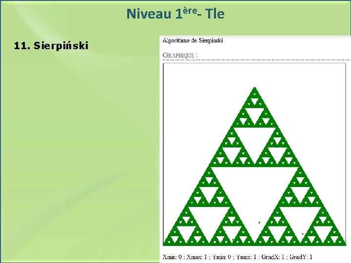 Niveau 1ère- Tle 11. Sierpiński 