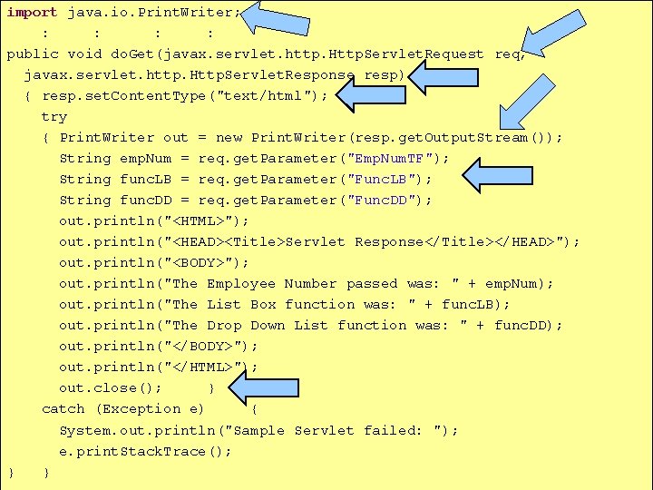import java. io. Print. Writer; : : public void do. Get(javax. servlet. http. Http.
