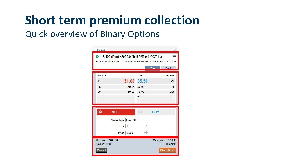 Short term premium collection Quick overview of Binary Options 