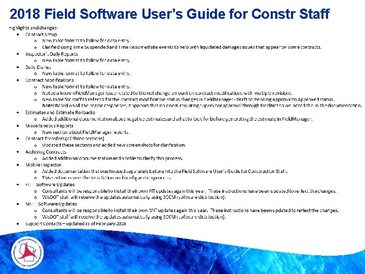 2018 Field Software User’s Guide for Constr Staff 