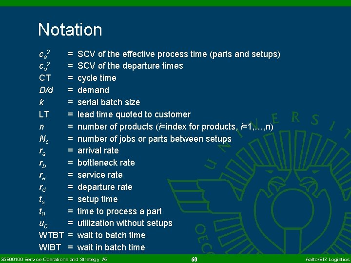 Notation ce 2 cd 2 CT D/d k LT n Ns ra rb re